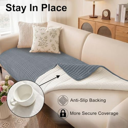 Non-Slip Plush Washable Couch Cover for Dogs - Grey 36x71 Inches