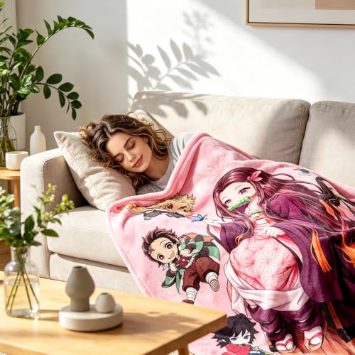 Anime Demon Flannel Blanket - Soft 50x60 Inch Sofa Bed Throw for Fans