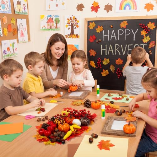 Fall Table Decor Pumpkin Set with Leaves Berries and Acorns - 73 Pieces