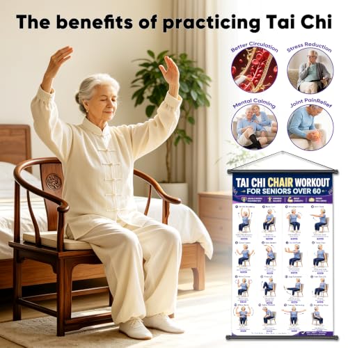 Tai Chi Exercise Poster for Seniors Balance & Flexibility 16x24 Inches
