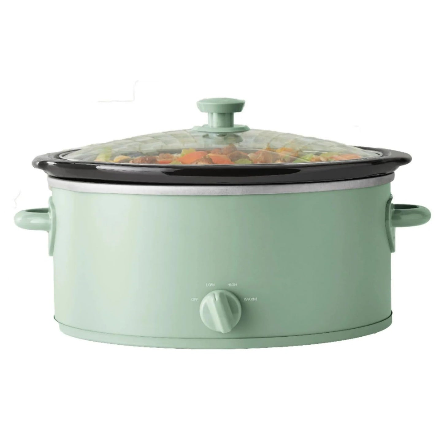Mainsttays 6 Quart Oval Slow Cooker, Sage Green Finish, Glass Lid, Removable Stoneware Crock, Three Temperature Settings, Cool-Touch Lid Handle, Dishwasher Safe Parts, Model MS54100112168S