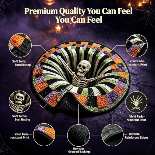3D Halloween Ghost Optical Illusion Rug - 40in Spooky Staircase Mat - Variation D