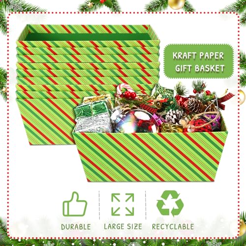Christmas Gift Baskets with Handles - 12 Stripe Cardboard Holiday Packaging