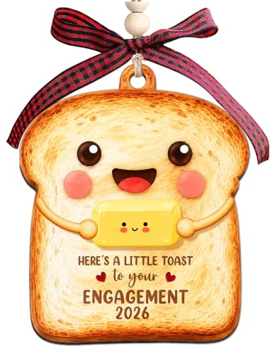 Engagement Keepsake Ornament for Couples - Wooden Toast Design 2026 Christmas Decoration