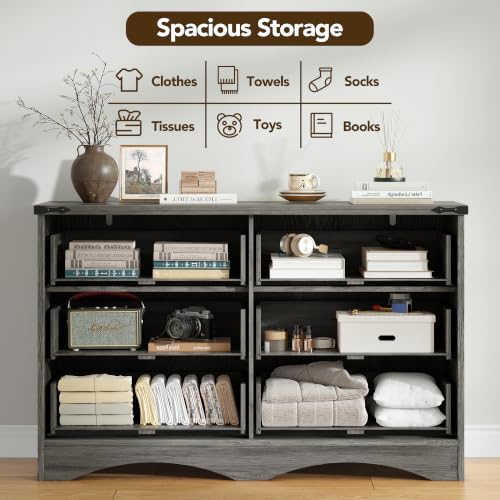 Decofy Grey 47" Farmhouse 6-Drawer Dresser for Bedroom — Variation: Grey