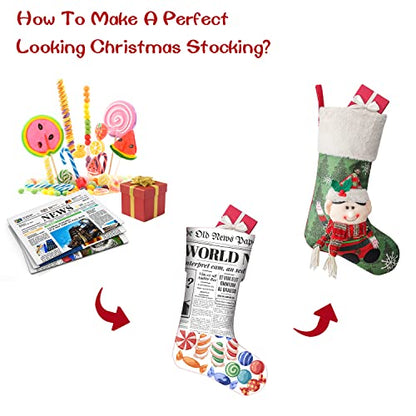 Set of 5 Large Christmas Stockings 18 Inch Xmas Fireplace Decor with Plush Cuff