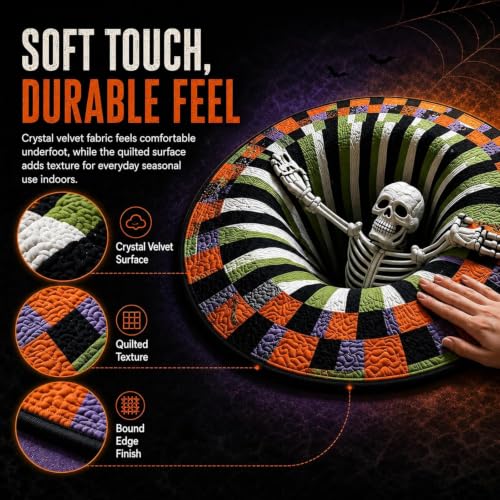 Colorful 3D Halloween Optical Illusion Rug - Abyss Circular Mat 23.6in