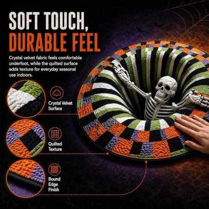 Colorful 3D Halloween Optical Illusion Rug - Abyss Circular Mat 23.6in