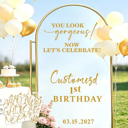 Golden Gorgeous Birthday Welcome Mirror Decals Custom Sign for Party