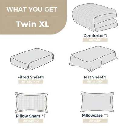 HYMOKEGE Burnt Orange Twin XL Comforter Set Seersucker 5 Pieces, All Season Luxury Bed in a Bag for Bedroom, Bedding Set with Comforter, Sheets, Pillowcase & Sham
