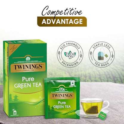 Twinings Pure Green Tea, 25 Teabags, Green Tea, Perfectly Balanced & Refreshing