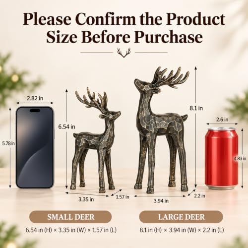 Set of 2 Reindeer Christmas Decorations Indoor Table Centerpieces