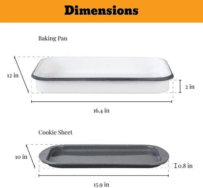 Granite Ware 8-Piece Healthy Bakeware Set - Enameled Steel Baking Sheets & Pans | PTFE Free, Large