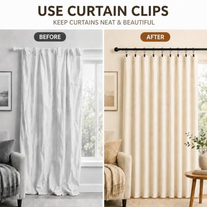 40 Pack 1.5-Inch Curtain Rings with Clips for Drapery and Clothing