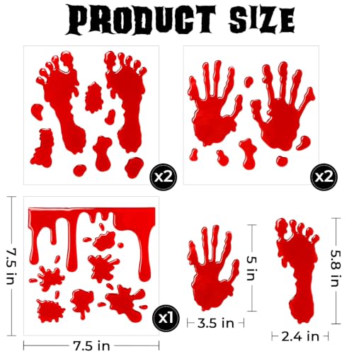 Halloween Bloody Handprint Window Clings - Spooky Horror Decor