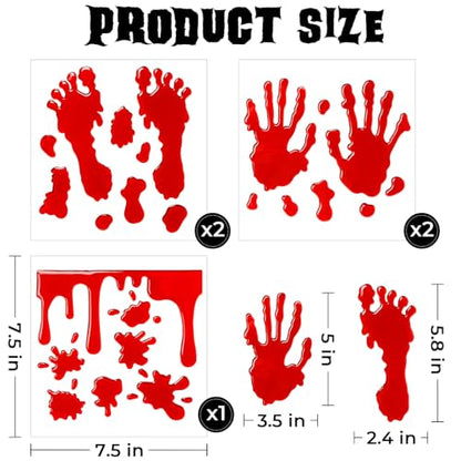 Halloween Bloody Handprint Window Clings - Spooky Horror Decor