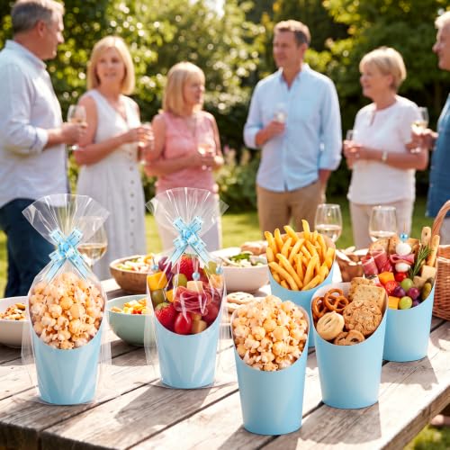 Charcuterie Cup Set with Sticks and Bags - Light Blue, 14 oz, 100 pcs