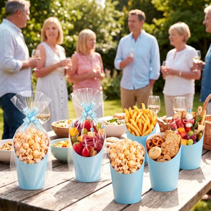 Charcuterie Cup Set with Sticks and Bags - Light Blue, 14 oz, 100 pcs
