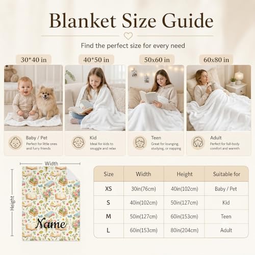 Personalized Girls Book Blanket - Green, Custom Kid Throw for Reading & Comfort