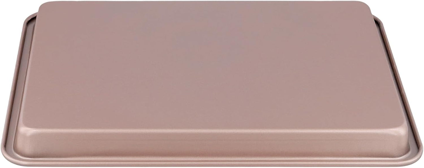 Sheutsan Gold Baking Sheet Pan Set - 4 Pack Carbon Steel Cookie Trays, 13 x 9 x 1 Inch for Roasting