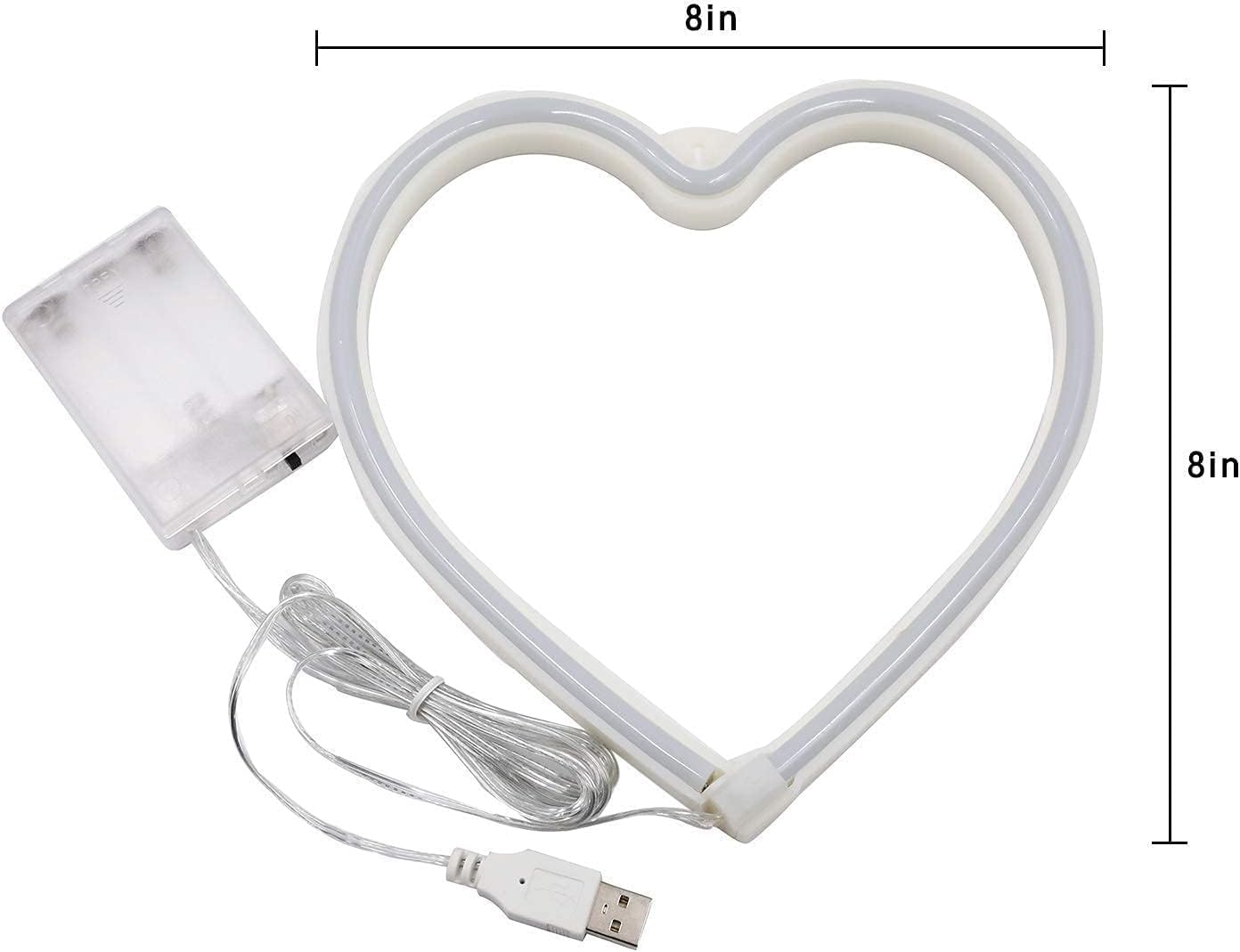 Skiennix 2-Pack Pink Heart Neon Sign - Battery Operated & USB Powered LED Lights for Valentine's Day Decor