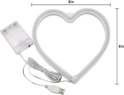 Skiennix 2-Pack Pink Heart Neon Sign - Battery Operated & USB Powered LED Lights for Valentine's Day Decor