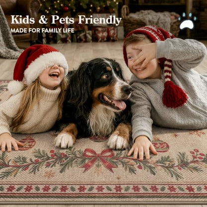 Lahome Christmas Runner Rug 2x6 ft Non Slip Holiday Hallway Kitchen Decor - Christmas Vines