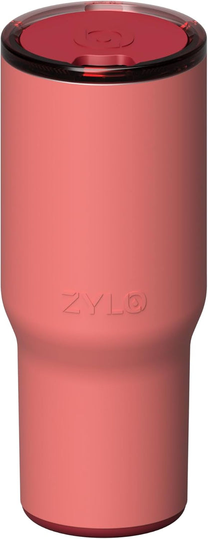 Zylo 24oz Stainless Steel Tumbler | Insulated, Spill-Proof Lid & Straw Compatible - Pink Algae