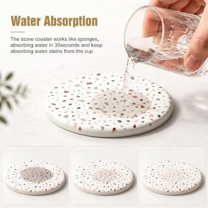 Multicolor Water Absorbing Diatomaceous Earth Coaster Set - 5 Pcs