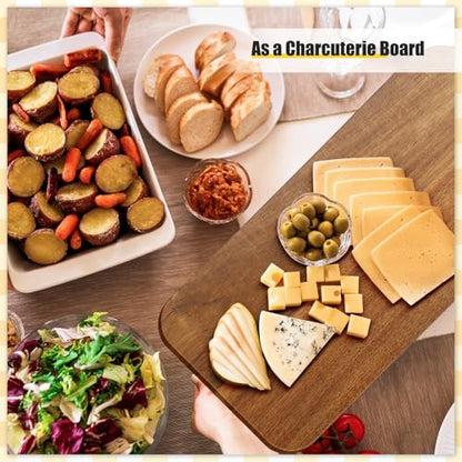 Acacia Wood Cutting Boards Set - 12 Pieces 17x6 Inches with Handle
