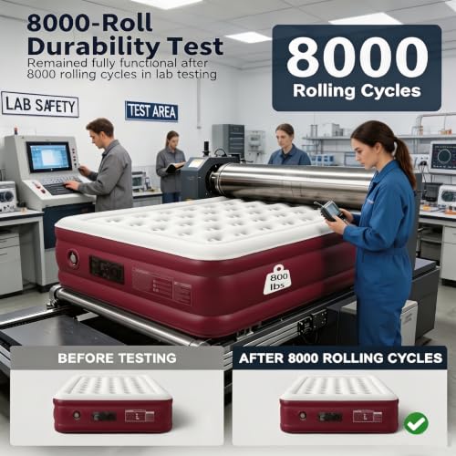 Queen Air Mattress with Built-In Pump, 800 Lbs Capacity, Portable Bed