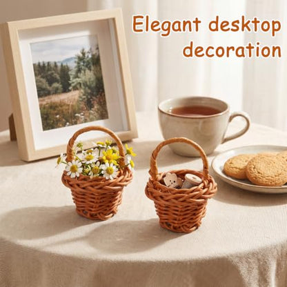 24 Mini Woven Baskets for Crafts Favors and Decor - Natural Rattan