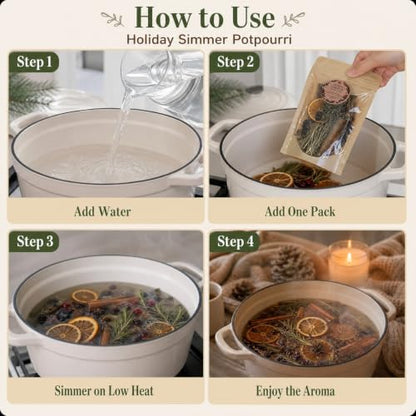 Christmas Stovetop Potpourri Kit with Dried Botanicals - 4 Pouches