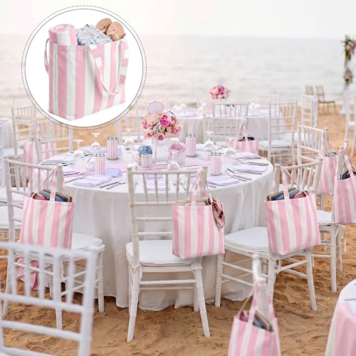 Pink Beach Party Favor Set - Striped Tote Bags, Towels, Heart Sunglasses, Can Sleeves & Hair Scrunchies