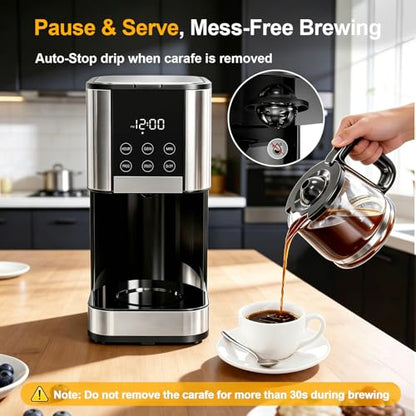 13.19 Inch Programmable 10-Cup Coffee Maker with Strong Brew & Keep Warm
