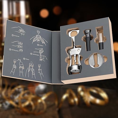 Beneno Corkscrew Wine Bottle Opener Gift Set Ingot Silver