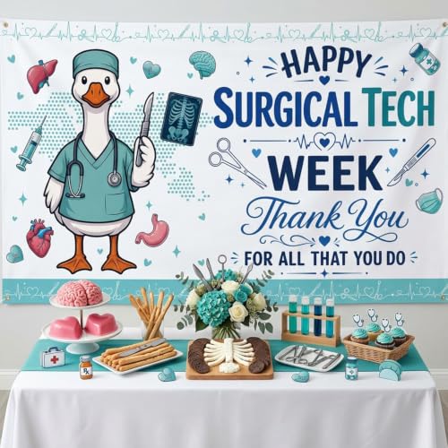 Surgical Tech Week Backdrop Banner - Hospital Appreciation Decor 71 x 43 Inch