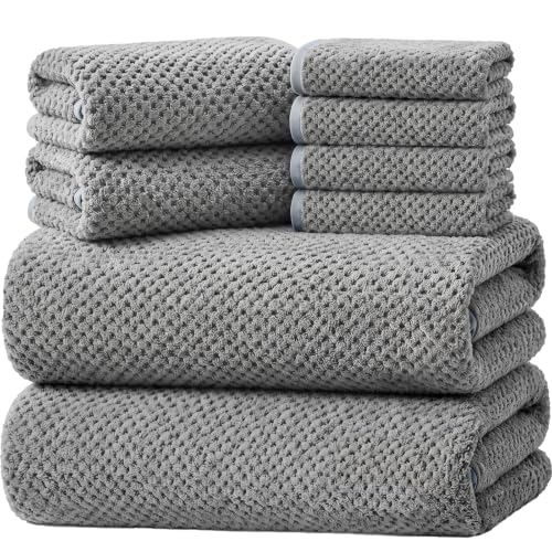 MaopaoBeauty Grey Bath Towels Set - 8-Piece Microfiber Bathroom Towel Collection