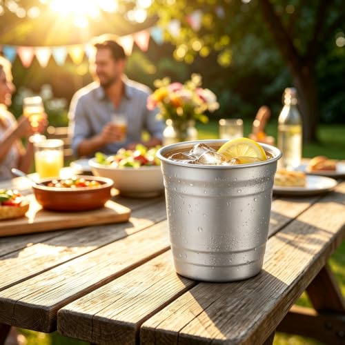 50pcs 9 oz Aluminum Disposable Reusable Cups for Parties and Events - Silver