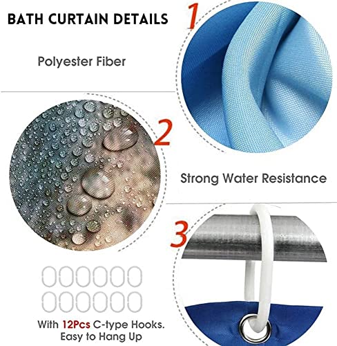 Christmas Shower Curtain Set with 12 Hooks Waterproof Bathroom Decor 71x71 Inch