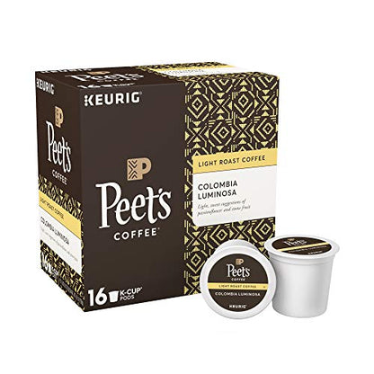 Peet's Coffee Colombia Luminosa K Cup Pack, Light Roast, Mild, Bright, Smooth Light Roast Blend of Columbia & Ethiopian Coffees, with A Delicate, Hint of Sweetness, 16 ct