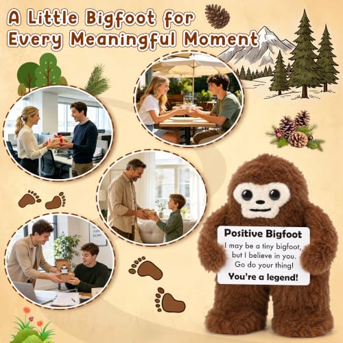 Positive Bigfoot Crochet Gift for Men - Birthday Encouragement Keepsake - Handmade Support Decor
