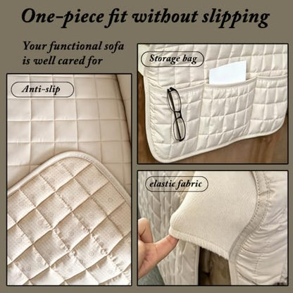 Non-Slip Recliner Cover with Pockets for 22-inch Coffee Recliners - Washable