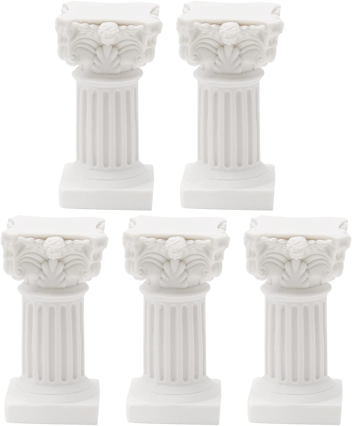 Saihisday Mini Roman Pillar Greek Columns - 5Pcs Resin Artistic Ornaments for Christmas & Weddings | 1.18" x 1.18" x 2.56" (White)