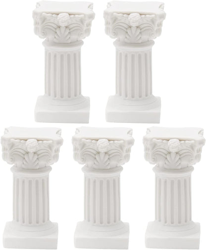 Saihisday Mini Roman Pillar Greek Columns - 5Pcs Resin Artistic Ornaments for Christmas & Weddings | 1.18" x 1.18" x 2.56" (White)