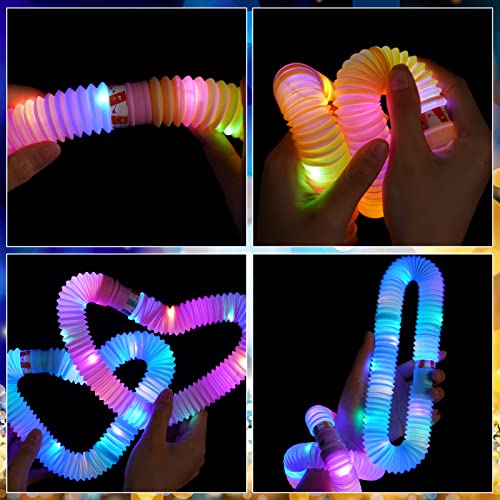 Mikulala 6 Pcs Pop Tubes for Kids Party Favors Glow Sticks Halloween Party Favor for kids Goodie Bags Stuffer Fillers Light Up Toys Birthday Gifts Stocking Fillers Classroom Prize