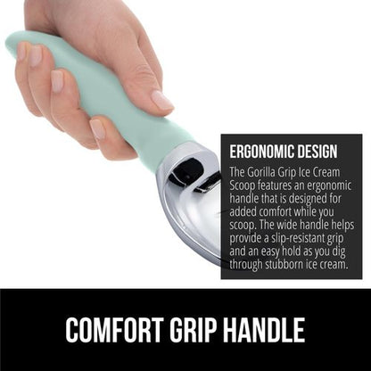 GORILLA GRIP Ice Cream Scoop - BPA-Free Heavy Duty Design with Ergonomic Handle for Perfect Scoops - Mint