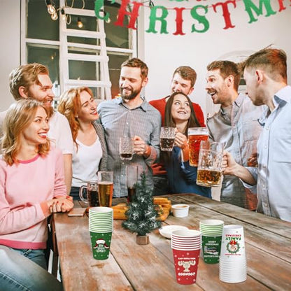 Christmas Vacation Party Cups - 60 Disposable 12 oz Holiday Paper Cups for Hot Beverages