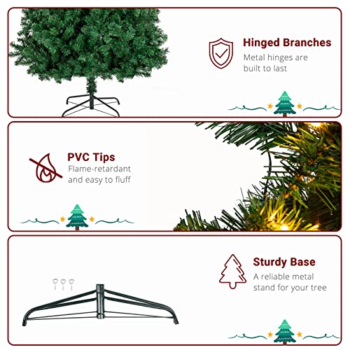 Green 7ft Prelit Half Christmas Tree with 230 Warm Lights and 881 Tips