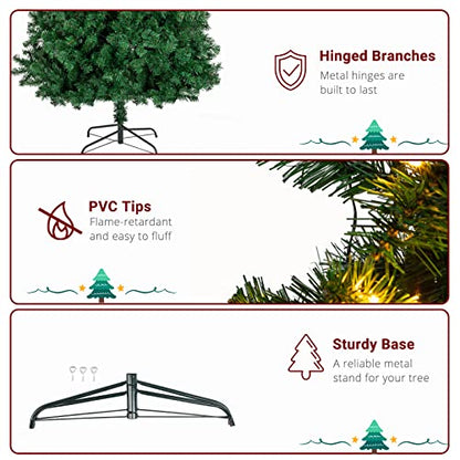 Green 7ft Prelit Half Christmas Tree with 230 Warm Lights and 881 Tips